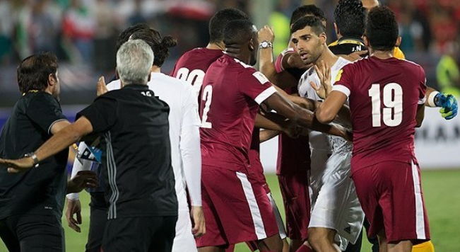 فیلم کامل درگیری بازیکنان ایران و قطر پس از گل ایران